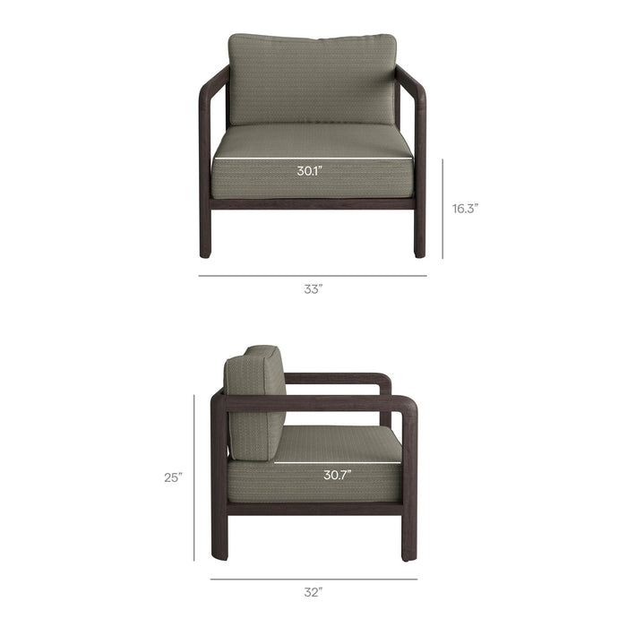 Modway Kona 3-Piece Outdoor Teak Wood Furniture Set in Ash - dimensions and specifications 19