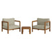 Modway Kona 3-Piece Outdoor Teak Wood Furniture Set in Sand - front view