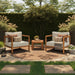 Modway Kona 3-Piece Outdoor Teak Wood Furniture Set in Sand - side view