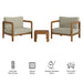 Modway Kona 3-Piece Outdoor Teak Wood Furniture Set in Sand - dimensions and specifications