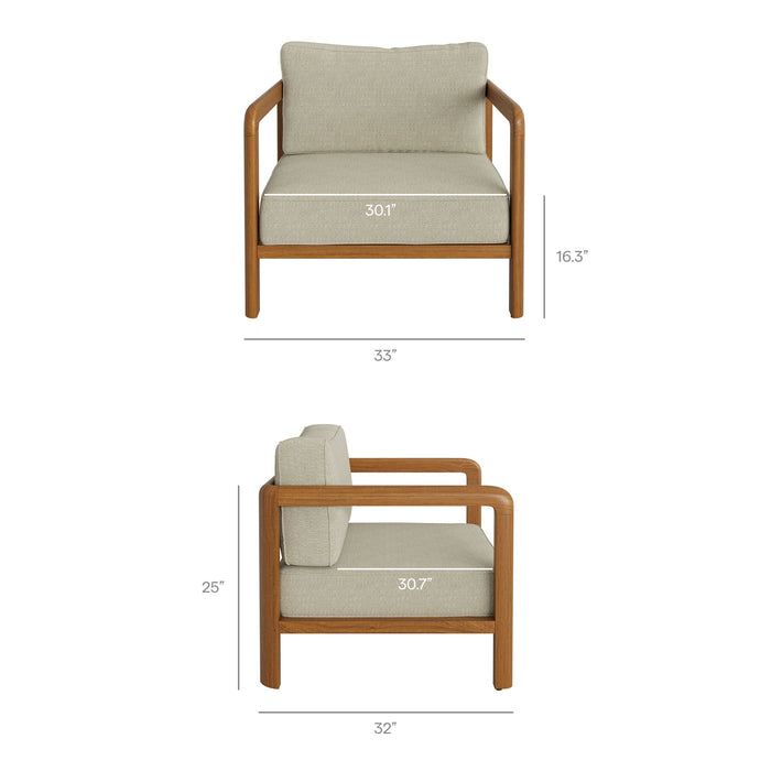 Modway Kona 3-Piece Outdoor Teak Wood Furniture Set in Sand - dimensions and specifications 16