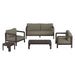 Modway Kona 5-Piece Outdoor Teak Wood Furniture Set in Ash - front view