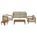 Modway Kona 5-Piece Outdoor Teak Wood Furniture Set in Sand - front view