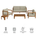 Modway Kona 5-Piece Outdoor Teak Wood Furniture Set in Sand - dimensions and specifications
