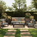 Modway Kona 4-Piece Outdoor Teak Wood Furniture Set in Ash - side view