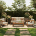 Modway Kona 4-Piece Outdoor Teak Wood Furniture Set in Sand - side view