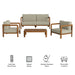 Modway Kona 4-Piece Outdoor Teak Wood Furniture Set in Sand - dimensions and specifications