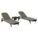 Modway Kona 3-Piece Outdoor Teak Wood Chaise Lounge Set in Ash - front view