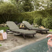 Modway Kona 3-Piece Outdoor Teak Wood Chaise Lounge Set in Ash - side view