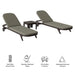Modway Kona 3-Piece Outdoor Teak Wood Chaise Lounge Set in Ash - dimensions and specifications
