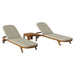 Modway Kona 3-Piece Outdoor Teak Wood Chaise Lounge Set in Sand - front view