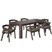 Modway Kona 7-Piece Outdoor Teak Wood Dining Set in Ash - front view