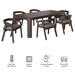 Modway Kona 7-Piece Outdoor Teak Wood Dining Set in Ash - dimensions and specifications