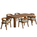 Modway Kona 7-Piece Outdoor Teak Wood Dining Set in Sand - front view
