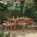 Modway Kona 7-Piece Outdoor Teak Wood Dining Set in Sand - side view