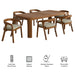 Modway Kona 7-Piece Outdoor Teak Wood Dining Set in Sand - dimensions and specifications