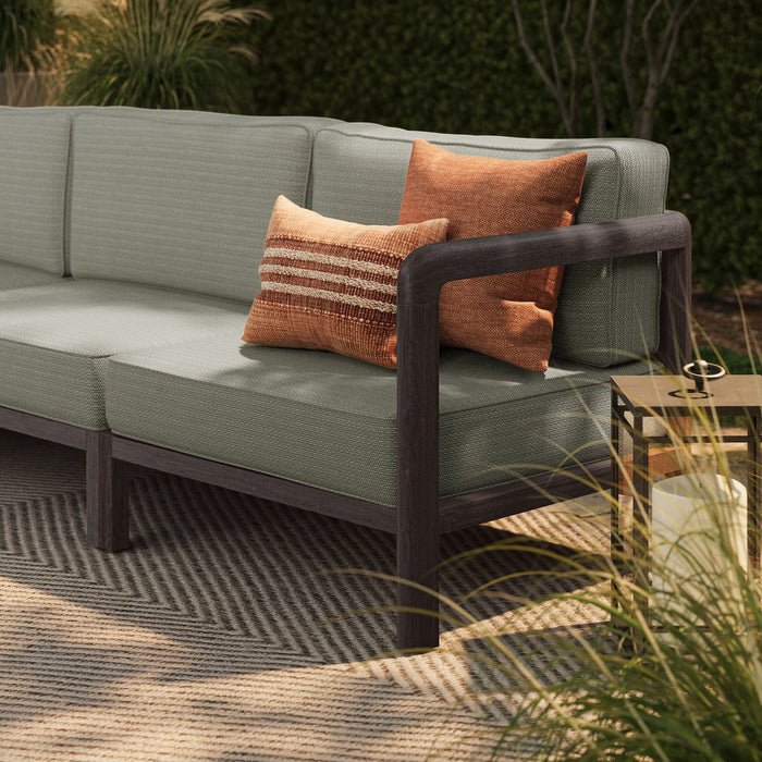 Modway Kona 3-Piece Outdoor Teak Wood Modular Sofa Set in Ash - angled view