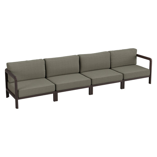 Modway Kona 4-Piece Outdoor Teak Wood Modular Sofa Set in Ash - front view