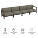 Modway Kona 4-Piece Outdoor Teak Wood Modular Sofa Set in Ash - dimensions and specifications