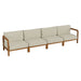 Modway Kona 4-Piece Outdoor Teak Wood Modular Sofa Set in Sand - front view