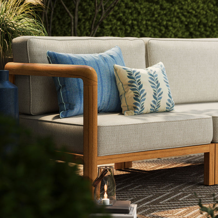 Modway Kona 4-Piece Outdoor Teak Wood Modular Sofa Set in Sand - angled view