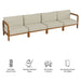 Modway Kona 4-Piece Outdoor Teak Wood Modular Sofa Set in Sand - dimensions and specifications