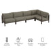 Modway Kona L-Shaped Outdoor Teak Wood Modular Sofa in Ash - dimensions and specifications