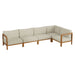 Modway Kona L-Shaped Outdoor Teak Wood Modular Sofa in Sand - front view