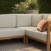 Modway Kona L-Shaped Outdoor Teak Wood Modular Sofa in Sand - angled view