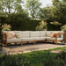 Modway Kona L-Shaped Outdoor Teak Wood Modular Sofa in Sand - side view