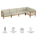 Modway Kona L-Shaped Outdoor Teak Wood Modular Sofa in Sand - dimensions and specifications