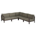 Modway Kona 5-Piece Outdoor Teak Wood Corner Modular Sofa in Ash - front view