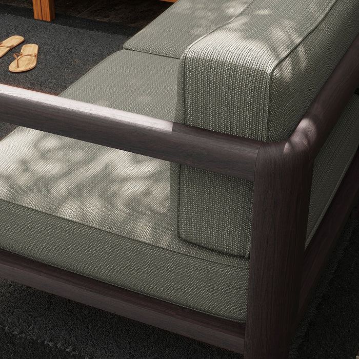 Modway Kona 5-Piece Outdoor Teak Wood Corner Modular Sofa in Ash - angled view