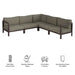 Modway Kona 5-Piece Outdoor Teak Wood Corner Modular Sofa in Ash - dimensions and specifications