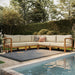 Modway Kona 5-Piece Outdoor Teak Wood Corner Modular Sofa in Sand - side view