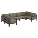 Modway Kona 6-Piece Outdoor Teak Wood Modular Sofa in Ash - front view