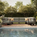 Modway Kona 6-Piece Outdoor Teak Wood Modular Sofa in Ash - side view
