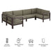 Modway Kona 6-Piece Outdoor Teak Wood Modular Sofa in Ash - dimensions and specifications