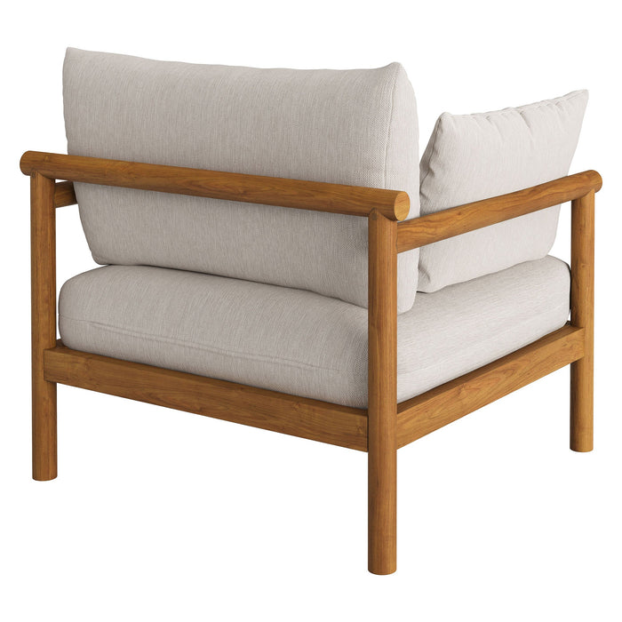 Modway Eleni Outdoor Teak Wood Armchair in Natural Sail - side view