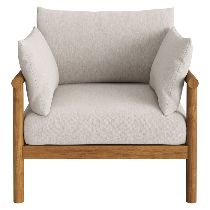 Modway Eleni Outdoor Teak Wood Armchair in Natural Sail - detail view