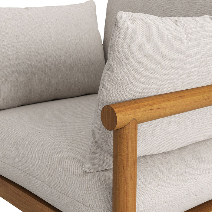 Modway Eleni Outdoor Teak Wood Armchair in Natural Sail - lifestyle view