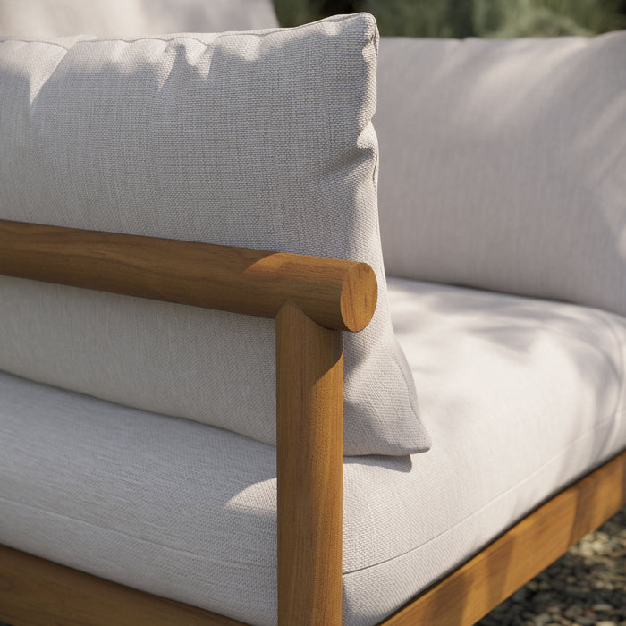 Modway Eleni Outdoor Teak Wood Armchair in Natural Sail - lifestyle view 18