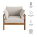 Modway Eleni Outdoor Teak Wood Armchair in Natural Sail - dimensions and specifications