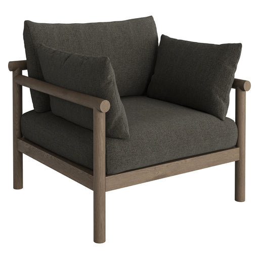 Modway Eleni Outdoor Teak Wood Armchair in Weathered Gray Flint - front view