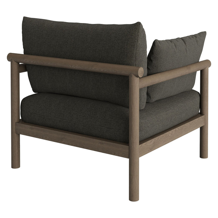 Modway Eleni Outdoor Teak Wood Armchair in Weathered Gray Flint - side view