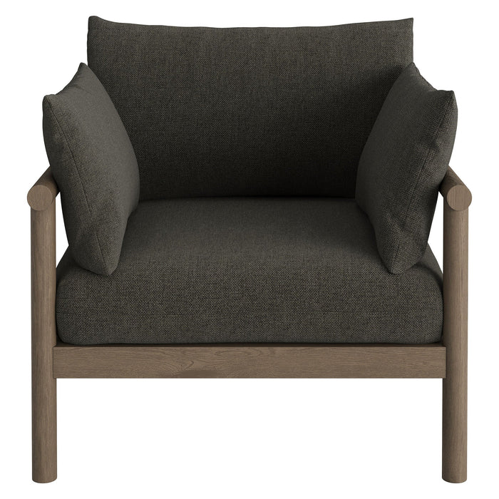 Modway Eleni Outdoor Teak Wood Armchair in Weathered Gray Flint - detail view