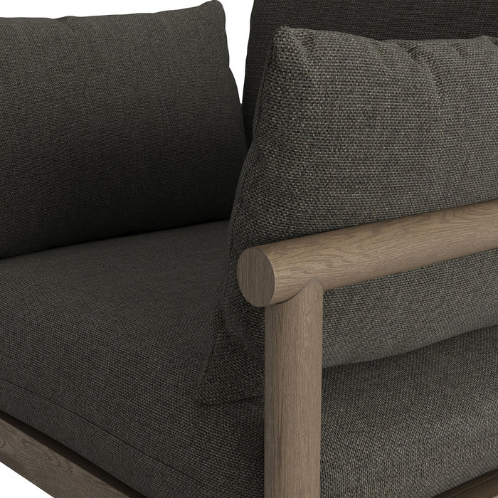 Modway Eleni Outdoor Teak Wood Armchair in Weathered Gray Flint - lifestyle view