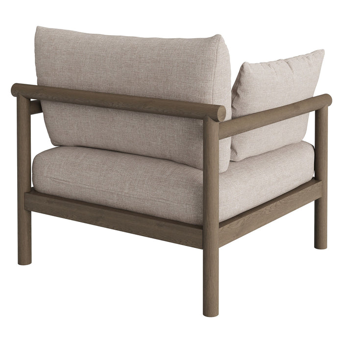 Modway Eleni Outdoor Teak Wood Armchair in Weathered Gray Pebble - side view