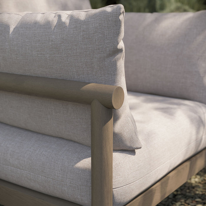 Modway Eleni Outdoor Teak Wood Armchair in Weathered Gray Pebble - lifestyle view 17