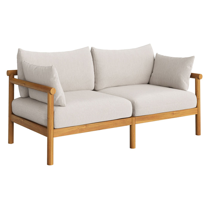 Modway Eleni 4-Piece Outdoor Teak Wood Sofa Set - lifestyle view 17